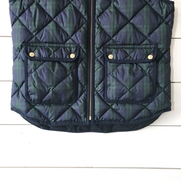 J.Crew Blue Plaid Zip Puffer Quilt Excursion Vest - Picture 7 of 8